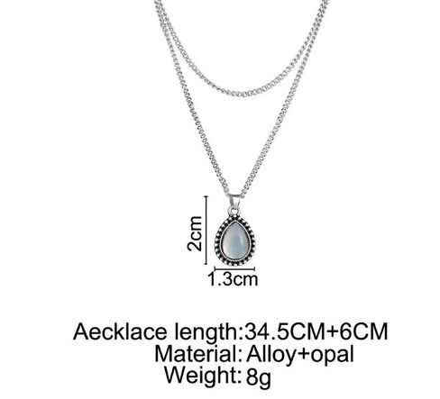 Aimimier Bohemia Layered Opal Choker Necklace Gemstone Necklace Teardrop Necklace Opal Gem Charm Pendant Necklace Gemstone Statement Jewelry for Women in Kuwait