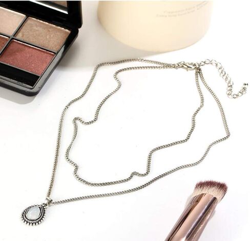 Aimimier Bohemia Layered Opal Choker Necklace Gemstone Necklace Teardrop Necklace Opal Gem Charm Pendant Necklace Gemstone Statement Jewelry for Women in Kuwait