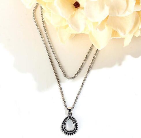 Aimimier Bohemia Layered Opal Choker Necklace Gemstone Necklace Teardrop Necklace Opal Gem Charm Pendant Necklace Gemstone Statement Jewelry for Women in Kuwait