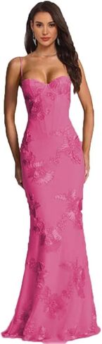 Sweetheart Bridesmaid Dresses 2026 Corset Boning Spaghetti Straps Floral Tulle Sexy Backless Prom Dress Long in Saudi Arabia