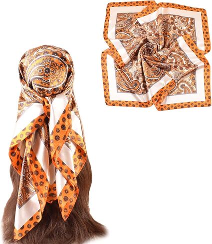 35" Satin Large Square Head Scarves-Like Silk Satin Scarf for Hair Wrapping at Night Bandana Square Scarf for Sleeping in Saudi Arabia