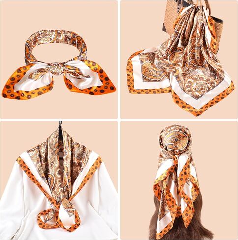 35" Satin Large Square Head Scarves-Like Silk Satin Scarf for Hair Wrapping at Night Bandana Square Scarf for Sleeping in Saudi Arabia