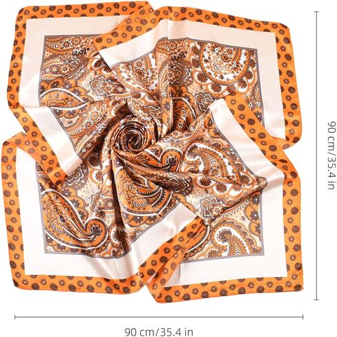35" Satin Large Square Head Scarves-Like Silk Satin Scarf for Hair Wrapping at Night Bandana Square Scarf for Sleeping in Saudi Arabia