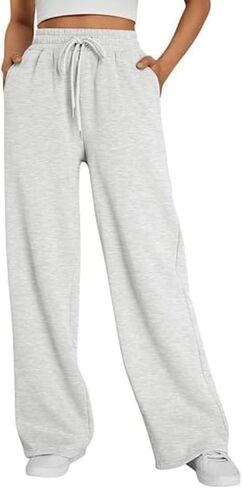 Women's High Waist Wide Leg Sweatpants Drawstring Waist Casual Loungewear Soft Oversized Jogger Pants Daily Wear in Saudi Arabia