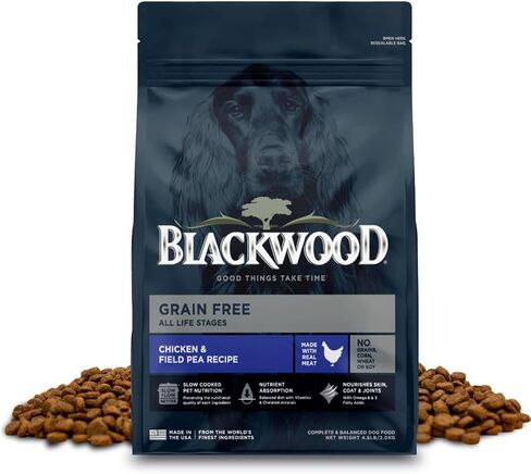 Blackwood Grain Free Dry Dog Food, Chicken & Field Pea Recipe, 10 Pound Bag for All Life Stages, Slow Cooked with Vitamins & Minerals for a Balanced Diet in Kuwait