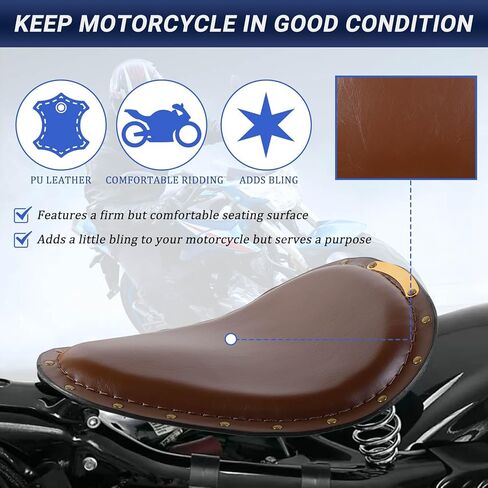 مقعد منفرد من الجلد للدراجات النارية مع قاعدة مقعد مجموعة دعامات تثبيت زنبركية متوافقة مع Harley Davidson Harley Sportster XL 883 1200 (أسود) in Saudi Arabia