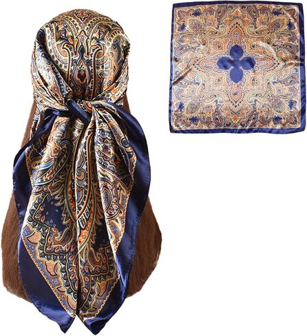 35" Satin Large Square Head Scarves-Like Silk Satin Scarf for Hair Wrapping at Night Bandana Square Scarf for Sleeping in Saudi Arabia