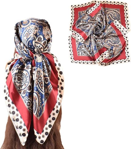 35" Satin Large Square Head Scarves-Like Silk Satin Scarf for Hair Wrapping at Night Bandana Square Scarf for Sleeping in Saudi Arabia