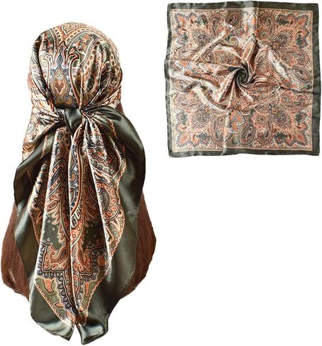 35" Satin Large Square Head Scarves-Like Silk Satin Scarf for Hair Wrapping at Night Bandana Square Scarf for Sleeping in Saudi Arabia