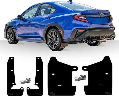 اللوحات الطينية RokBlokz لعام 2022+ Subaru WRX - تتوفر ألوان متعددة - واقيات الطين مقطوعة وملائمة حسب الطلب - تتضمن جميع أجهزة التثبيت (أسود مع شعار أسود، أصلي) in Kuwait