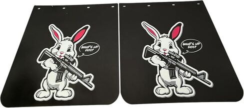 اللوحات الطينية المستقيمة مقاس 24 × 24 بوصة للشاحنات شبه ذات تصميم أرنب مضحك، واقيات الطين شديدة التحمل، قطعتان in Kuwait