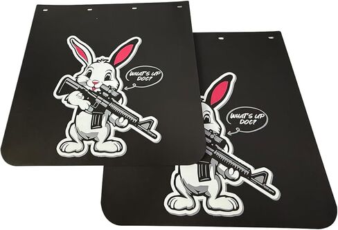 اللوحات الطينية المستقيمة مقاس 24 × 24 بوصة للشاحنات شبه ذات تصميم أرنب مضحك، واقيات الطين شديدة التحمل، قطعتان in Kuwait