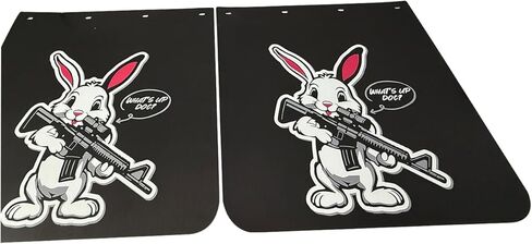 اللوحات الطينية المستقيمة مقاس 24 × 24 بوصة للشاحنات شبه ذات تصميم أرنب مضحك، واقيات الطين شديدة التحمل، قطعتان in Kuwait