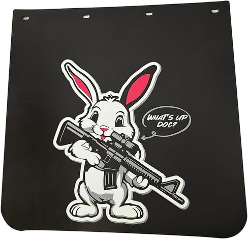 اللوحات الطينية المستقيمة مقاس 24 × 24 بوصة للشاحنات شبه ذات تصميم أرنب مضحك، واقيات الطين شديدة التحمل، قطعتان in Kuwait