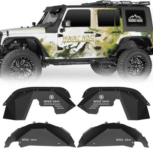 u-Box Wrangler JK Front & Rear Inner Fender Liners Kit for Jeep Wrangler JK JKU 2007 2008 2009 2010 2011 2012 2013 2014 2015 2016 2017 2018 - Wheel Well Liners Aluminum, 4PCS in Saudi Arabia