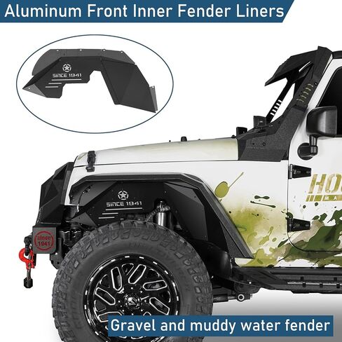 u-Box Wrangler JK Front & Rear Inner Fender Liners Kit for Jeep Wrangler JK JKU 2007 2008 2009 2010 2011 2012 2013 2014 2015 2016 2017 2018 - Wheel Well Liners Aluminum, 4PCS in Saudi Arabia