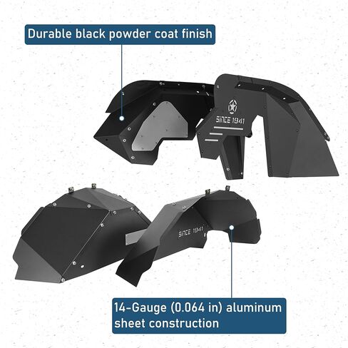 u-Box Wrangler JK Front & Rear Inner Fender Liners Kit for Jeep Wrangler JK JKU 2007 2008 2009 2010 2011 2012 2013 2014 2015 2016 2017 2018 - Wheel Well Liners Aluminum, 4PCS in Saudi Arabia
