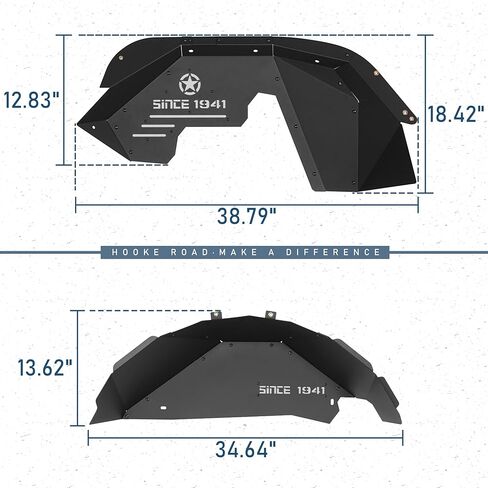 u-Box Wrangler JK Front & Rear Inner Fender Liners Kit for Jeep Wrangler JK JKU 2007 2008 2009 2010 2011 2012 2013 2014 2015 2016 2017 2018 - Wheel Well Liners Aluminum, 4PCS in Saudi Arabia