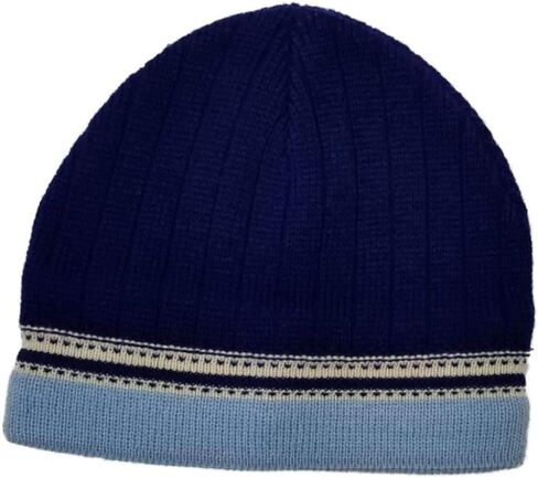 Men's Blue with Light Blue Stripe Beanie Stocking Cap Hat in Saudi Arabia