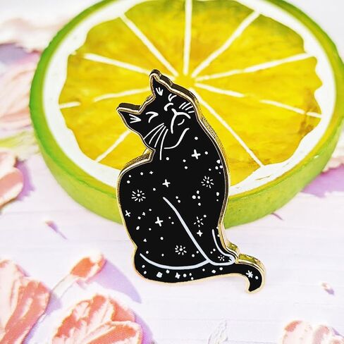 Mysterious Cat Enamel Pin, Starry Cat Lapel Pin Cats Lover Gift for Backpack, Hat, Clothes in Saudi Arabia
