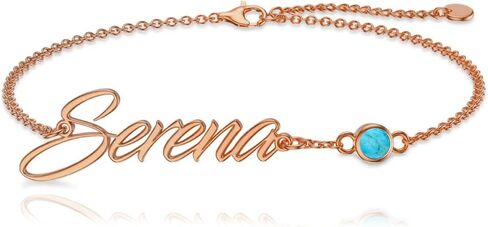 10K 14K 18K Solid Gold Personalized Name Bracelet for Women with Natural Turquoise Custom Name Letter Anklet for Birthday Anniversary Christmas Mother's Day in Saudi Arabia