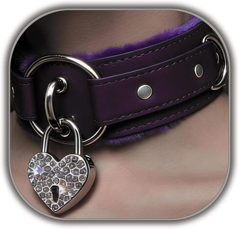 NouAn Leather Choker Necklace for Women - Gothic Collar Choker with Heart Love Lock And Soft Inner Lining - Adjustable Fit for Daily Wear and Themed Occasions Black in Kuwait