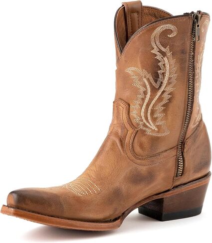 Cowboy Boots For Women Cowgirl Boots with Classic Embroide Pointed Toe Chunky Heel Ankle Boot Side Zipper Vintage Retro in Saudi Arabia