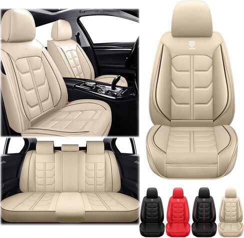 أغطية مقاعد السيارة للمقعد الأمامي Ford Taurus 2002-2019، واقي مقعد السيارة من جلد نابا، أنيق مقاوم للماء وسهل التركيب، غطاء وسادة مقعد تلقائي مسامي. (أسود وأحمر، قياسي) in Kuwait