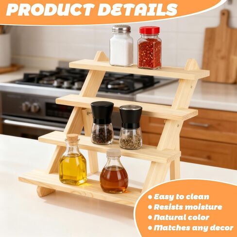 2 Pack 4 Tier Wooden Display Stand Riser Detachable Wood Earring Display Cupcake Stands Jewelry Card Earring Display Stand with Groove or Jewelry Cupcake Vendors Retail in Kuwait