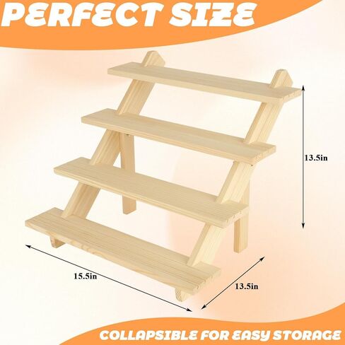 2 Pack 4 Tier Wooden Display Stand Riser Detachable Wood Earring Display Cupcake Stands Jewelry Card Earring Display Stand with Groove or Jewelry Cupcake Vendors Retail in Kuwait