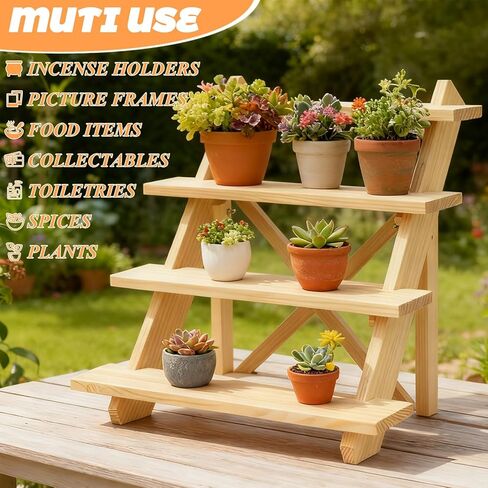 2 Pack 4 Tier Wooden Display Stand Riser Detachable Wood Earring Display Cupcake Stands Jewelry Card Earring Display Stand with Groove or Jewelry Cupcake Vendors Retail in Kuwait