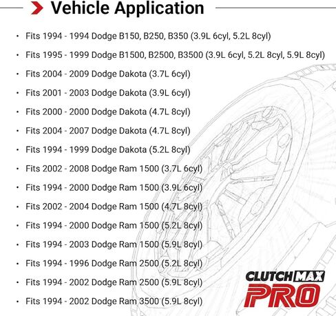 CMP المرحلة 2 مجموعة القابض الرياضية تناسب دودج 1994 B150 B250 B350 1995-99 B1500 B2500 B3500 1994-09 داكوتا 1994-2002 Ram 1500 2500 3500 3.7L 3.9L 4.7L 5.2L 5.9L 6 سلندر 8 سلندر in Saudi Arabia