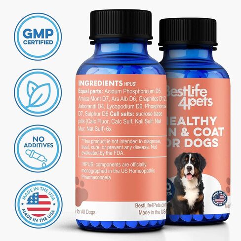 Natural Skin and Coat Supplement for Dogs Ages - Dog Anti Itch Relief for Dry Skin, Rash, Allergy or Irritation - Reduces Shedding, Dandruff and Supports Dog Hair Growth - 400 Small Pills in Kuwait