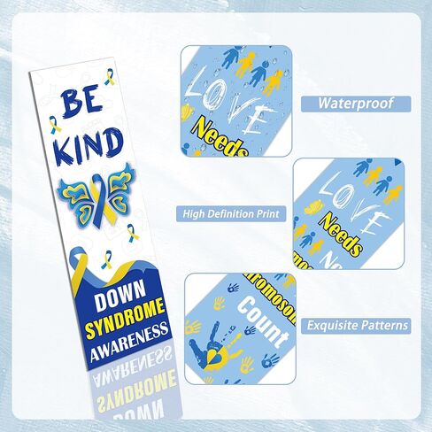 Down Syndrome Awareness Bookmarks, 120 Pcs Inspirational World Down Syndrome Day Book Marks, Blue Yellow Supportive Gifts for Seminar Handouts Charity Fundraisers School Events in Kuwait