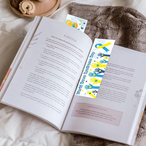 Down Syndrome Awareness Bookmarks, 120 Pcs Inspirational World Down Syndrome Day Book Marks, Blue Yellow Supportive Gifts for Seminar Handouts Charity Fundraisers School Events in Kuwait