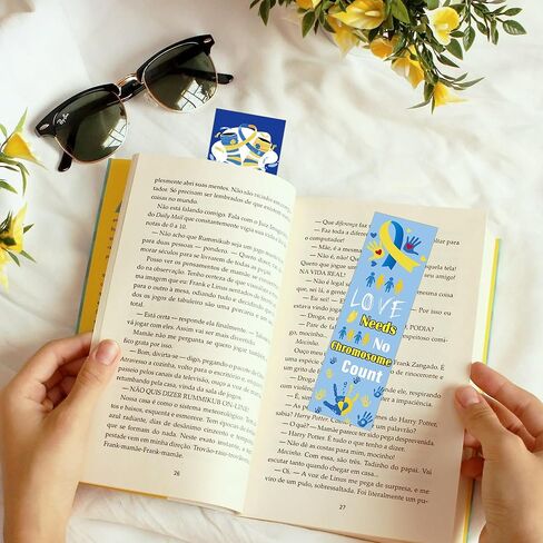 Down Syndrome Awareness Bookmarks, 120 Pcs Inspirational World Down Syndrome Day Book Marks, Blue Yellow Supportive Gifts for Seminar Handouts Charity Fundraisers School Events in Kuwait