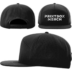 Embroidered Custom Hat, 7 Panel Flat Bill Cap,Add Your Logo or Text, Embroidery Snapback Cap, Water-Resistant, Adjustable Fit Black in Kuwait