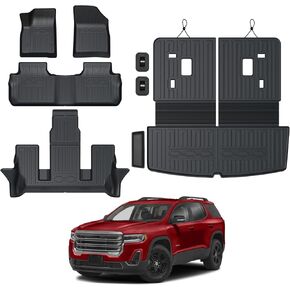 Floor Mats for 2017-2023 GMC Acadia (6-seat), All Weather TPE 2-in-1 Cargo Mat with Backrest Mat for Acadia Accessories in Kuwait