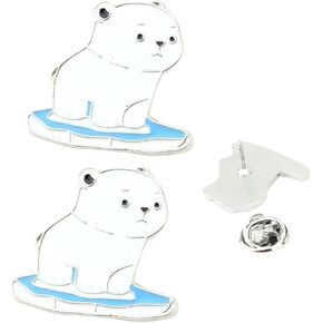 2 حزمة من دبابيس المينا المصنوعة من سبيكة الدب القطبي اللطيفة، مجموعة بروش طية صدر السترة على شكل دب الثلج، شارة حماية البيئة والحيوان، حفظ دبابيس موضوع النهر الجليدي للملابس والحقائب والهدايا in Kuwait