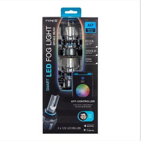 TYPE S Smart UltraBright LED Fog Light Bulbs H7 Single Beam, RGB App-Controlled Custom Color & Effects, 1800LM, 6500K White, Fog Lamps Replacement for Cars, Trucks, SUVs, Motorcycles in Kuwait