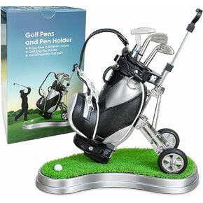 10L0L Gift for Men, Golf Pen Holder Desk Accessories for Golfers, 3 Club Pens Mini Gold Bag Office Decor, Funny Stocking Stuffers on Birthday, Christmas, Fathers Day (Golf Bag) in Kuwait