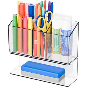 Yieach حامل علامة المسح الجاف المغناطيسي الشفاف للسبورة البيضاء، حامل علامة معرض مغناطيسي غير قابل للانزلاق وكأس مغناطيسي لعلامات المسح الجاف، حامل قلم رصاص أكريليك للخزانة، الفصل الدراسي، اللوحة البيضاء، المكتب in Kuwait