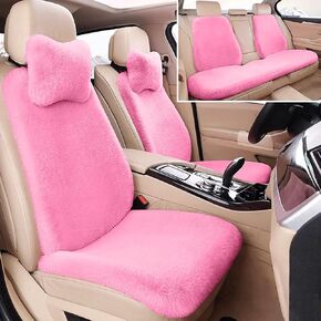 Fluffy Leopard Car Seat Cover 9Pcs Universal Anti-Slip Faux Bunny Fur Plush Auto Seat Cover for Car Pickup SUV (Wine Red Leopard Dots, 9Pcs) in Kuwait