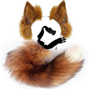 Valpeak Fox Ears and Tail Set Furry Cat Ear Wolf Tail Cosplay Costume Over 1 Years Old in Kuwait