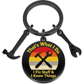 Maintenance Appreciation Gifts Mechanic Gifts for Men Birthday Christmas Father's Day Gift for Mechanics Engineer Handyman Carpenter Dad Grandpa - I Fix Stuff and I Know Things Keychain in Saudi Arabia
