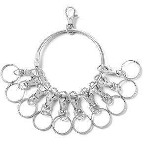 حلقة مفاتيح كبيرة، حامل منظم مفاتيح بحلقة معدنية محمولة مع 10 مشابك دوارة وحلقات مفاتيح كبيرة للاستخدام في المستودعات والمكتب والمدرسة والمنزل، فضي in Kuwait