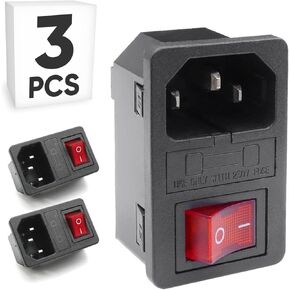 وحدة مدخل طاقة تيار متردد مثبتة على لوحة مكونة من 3 قطع مع صمامات ومفتاح متأرجح وضوء أحمر، مقبس IEC C14 بقدرة 250 فولت 10 أمبير، تركيب إضافي للحاوية الكهربائية in Kuwait