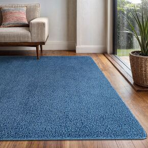 سجادة منطقة مقاس 3×5، سجادة داخلية زرقاء قابلة للغسل، صلبة وغير قابلة للانزلاق، سهلة التنظيف وغير قابلة للتساقط في الداخل لغرفة المعيشة وغرفة النوم والمطبخ وغرفة الطعام أو الردهة (3 × 5 أزرق) in Kuwait