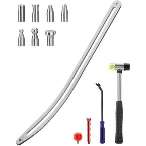 11 Pcs Car Dent Puller Kit, Auto Body Fender Damage Paintless Repair Tools with Curved Rod, Crowbar, Rubber Hammer, Detachable & Repair Pens, Replacement Heads in Kuwait