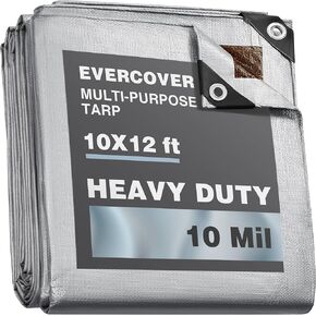 12x16 ft Tarps | All-Weather Tarp Waterproof UV-Resistant | 10 MIL=150 GSM Heavy-Duty Silver-Color Tarpaulin w/Reinforced Edges, Corners, Rustproof Grommets | Large Tarp | Lona Impermeable in Saudi Arabia